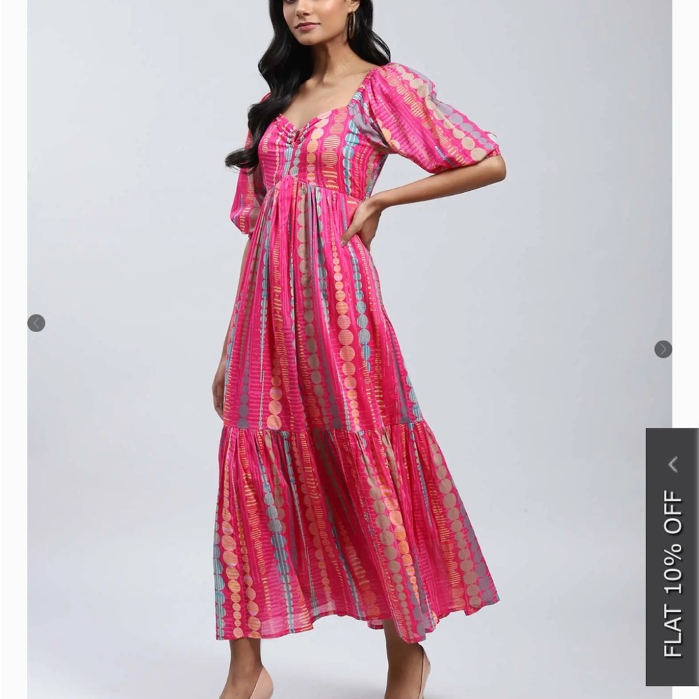 Label ritu kumar Pink midi Dress with sleeves NWT